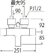 SANEI /SUTTO/壁付サーモスタット式 /サーモシャワー混合栓   [SK1831-13]