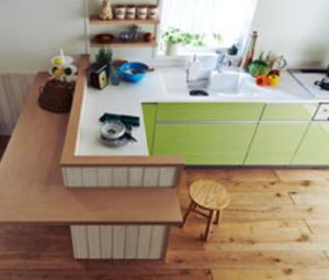 ノーリツ/レシピア/システムキッチン/recipia/つかエール型/レイヤーグリーン/フラットスペースプラン 